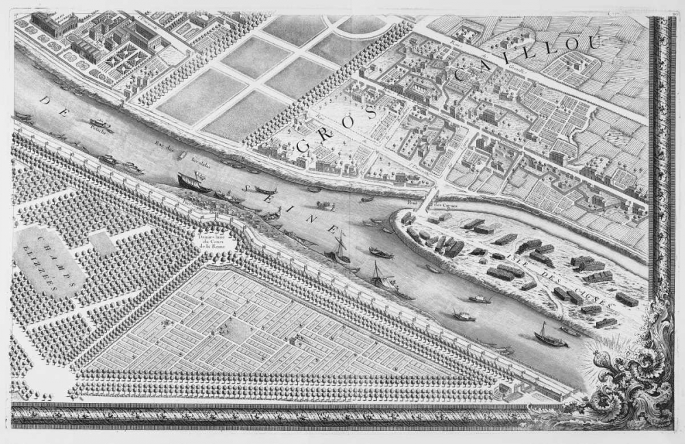 Paris 1739 Sectional map art print by Michel-Etienne Turgot for $57.95 CAD