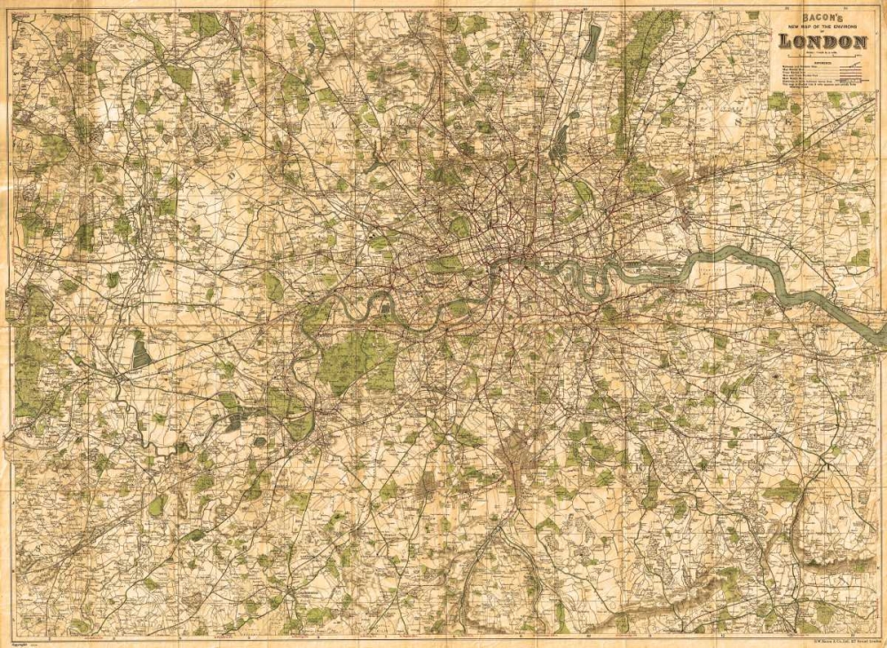 Map of London, 1902 art print by George Washington Bacon for $57.95 CAD