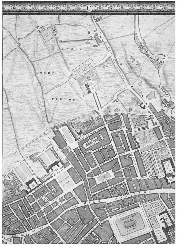 Roque Sectional map of London 1748 art print by John Roque for $57.95 CAD
