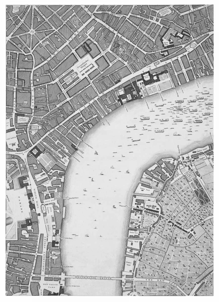 Roque Sectional map of London 1748 art print by John Roque for $57.95 CAD
