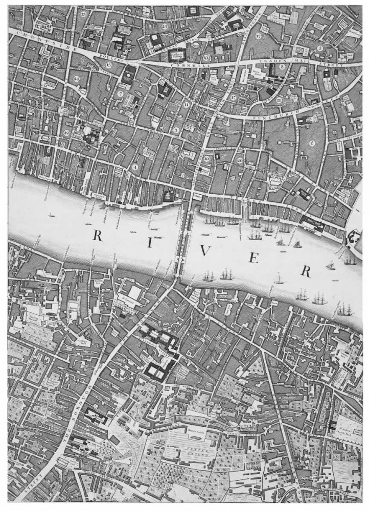 Roque Sectional map of London 1748 art print by John Roque for $57.95 CAD
