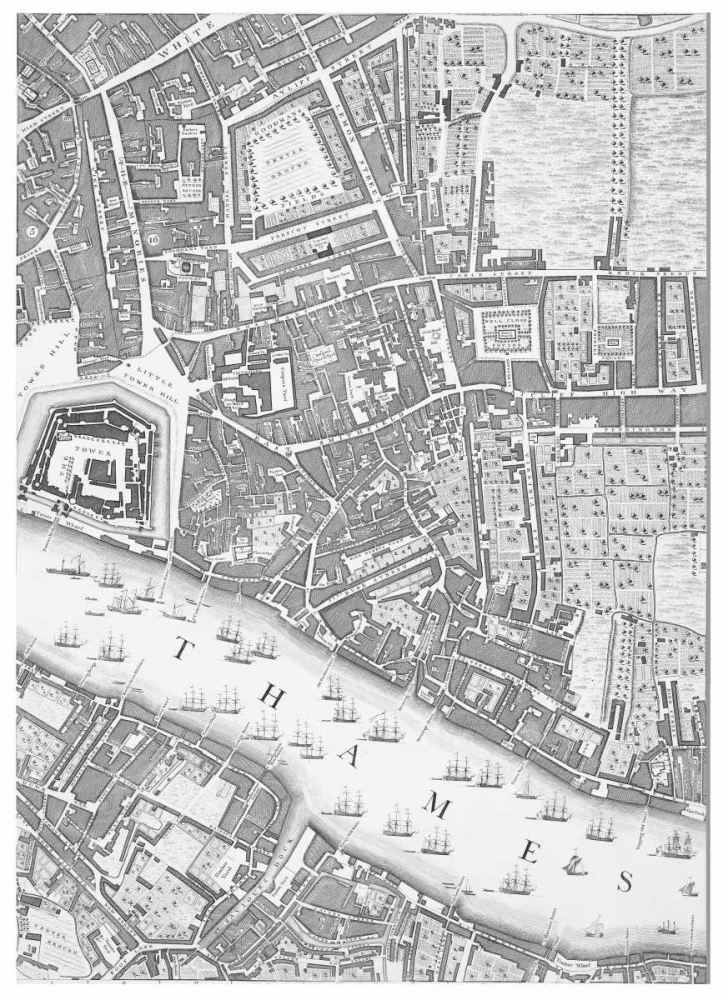 Roque Sectional map of London 1748 art print by John Roque for $57.95 CAD