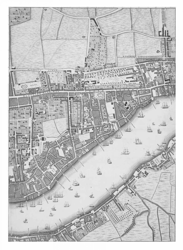 Roque Sectional map of London 1748 art print by John Roque for $57.95 CAD