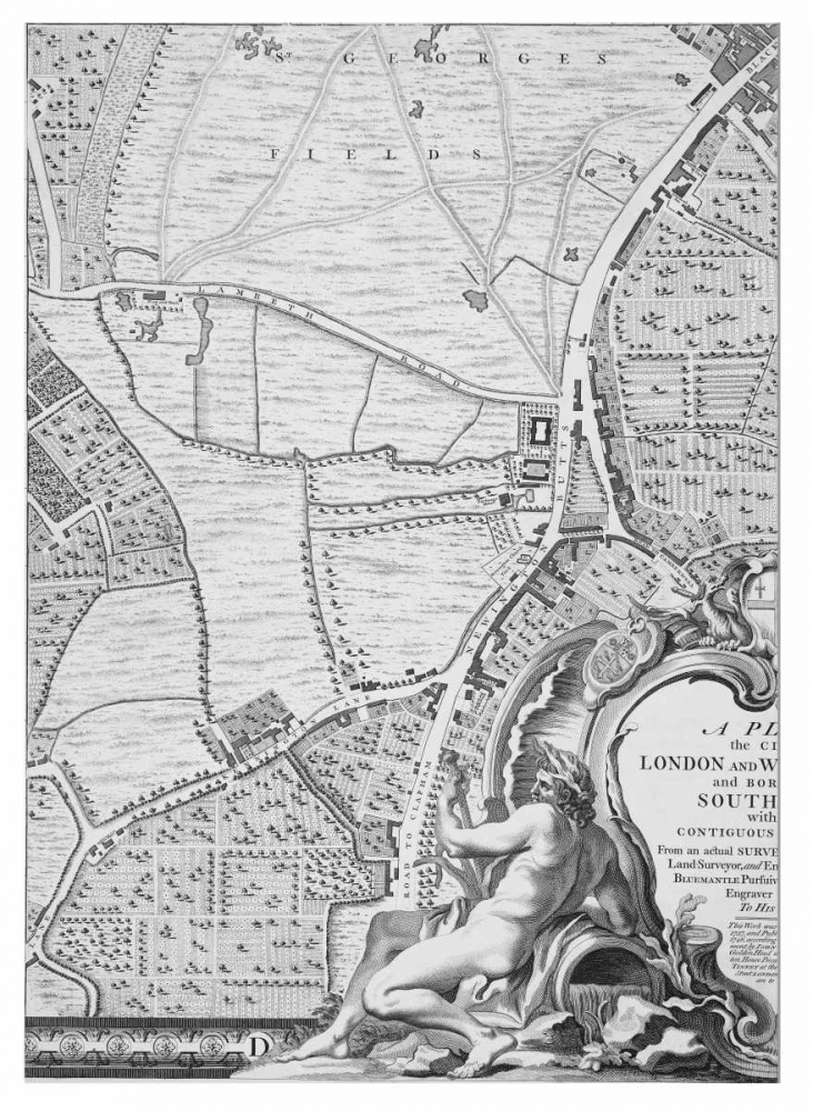 Roque Sectional map of London 1748 art print by John Roque for $57.95 CAD