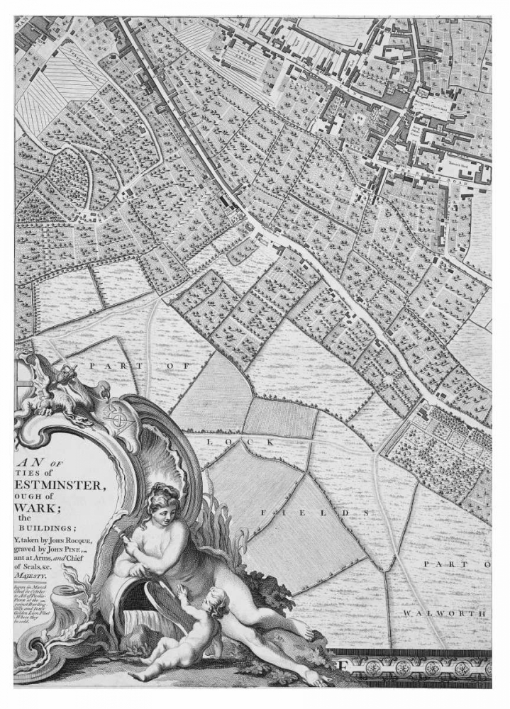 Roque Sectional map of London 1748 art print by John Roque for $57.95 CAD