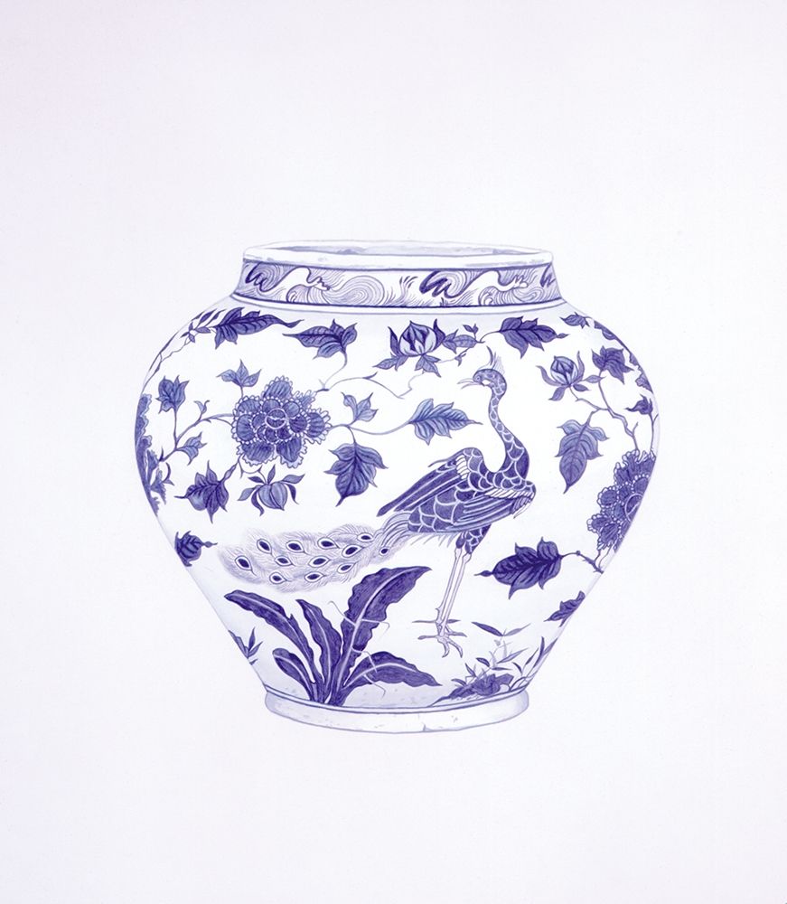 Peacock and Peonies Wine Jar art print by Caroline Anderton for $57.95 CAD