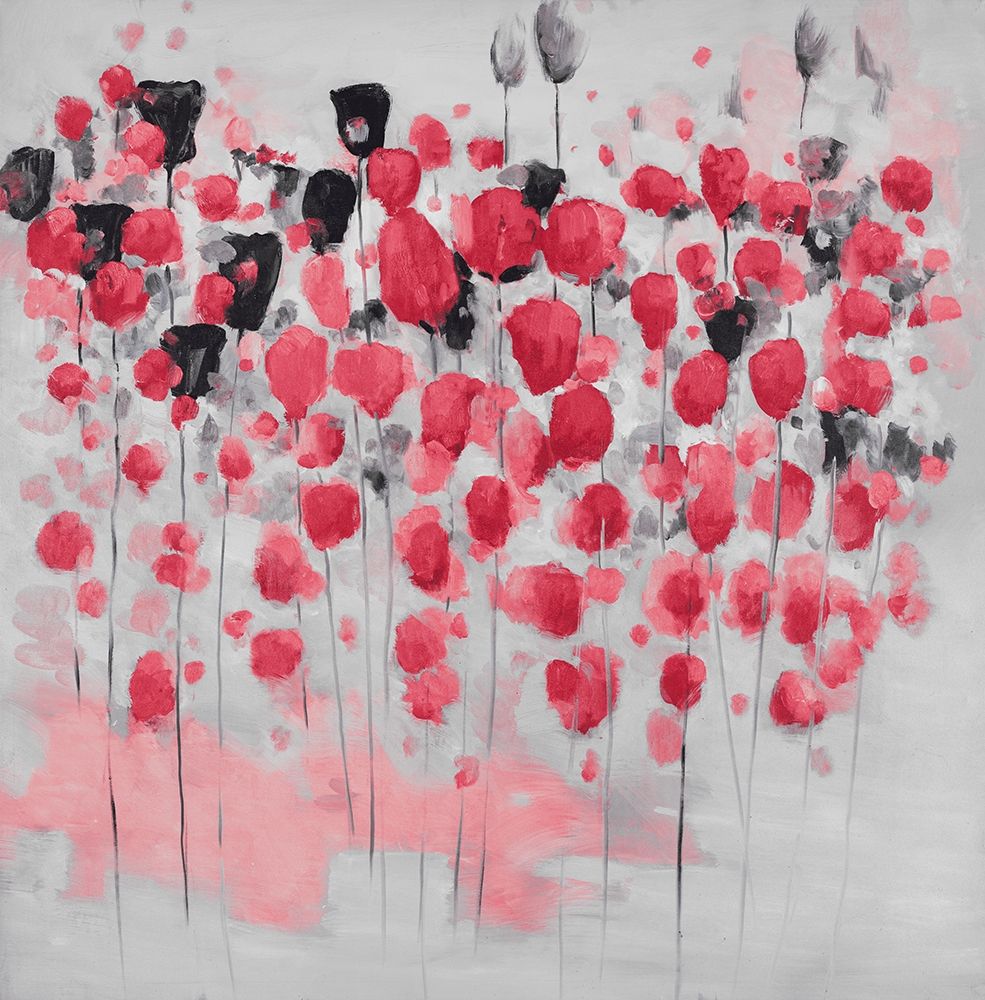 Abstract pink flowers field art print by Atelier B Art Studio for $57.95 CAD