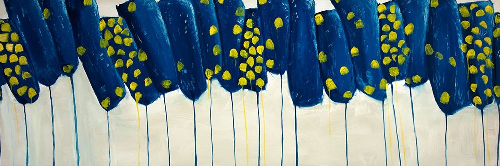 ABSTRACT BLUE AND YELLOW FLOWERS art print by Atelier B Art Studio for $57.95 CAD