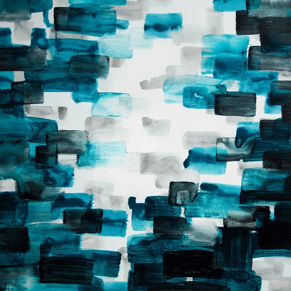 TURQUOISE AND GRAY SQUARES art print by Atelier B Art Studio for $57.95 CAD