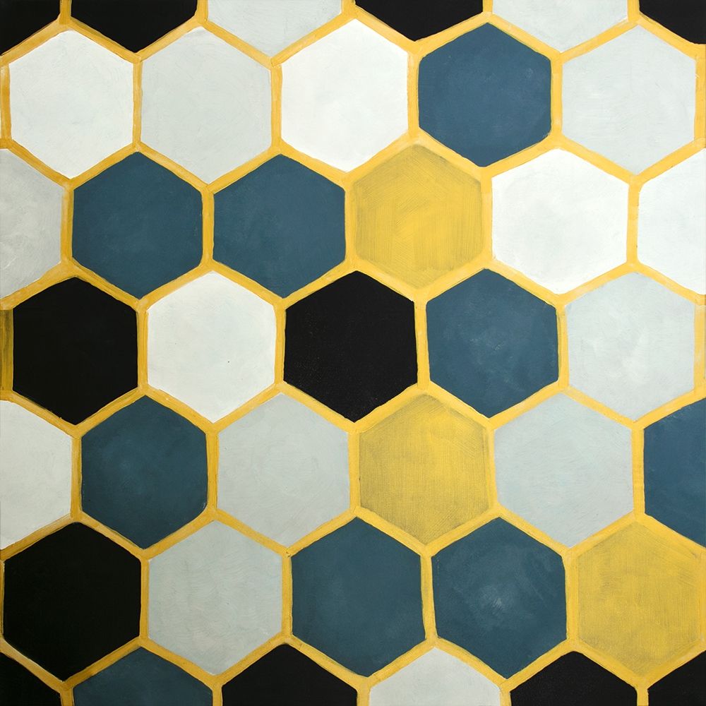 BLUE AND GOLD CELLS art print by Atelier B Art Studio for $57.95 CAD