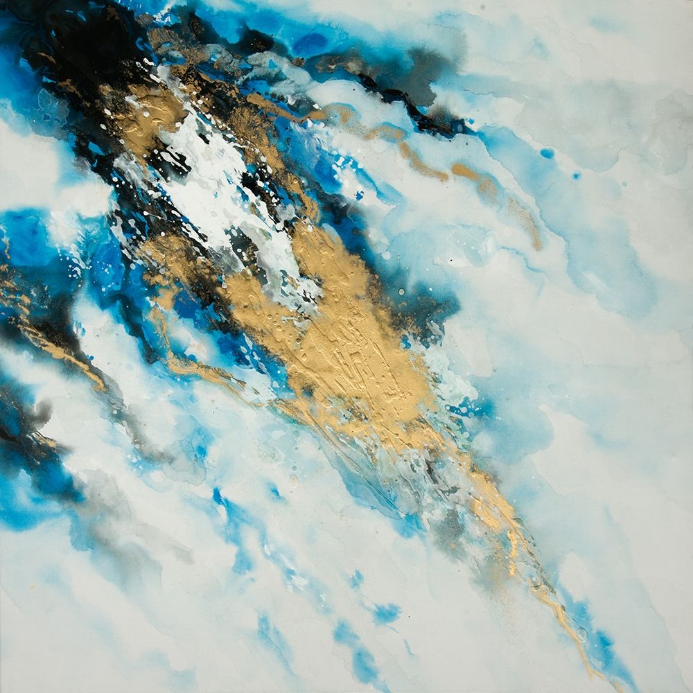 BLUE AND GOLD MARBLE art print by Atelier B Art Studio for $57.95 CAD