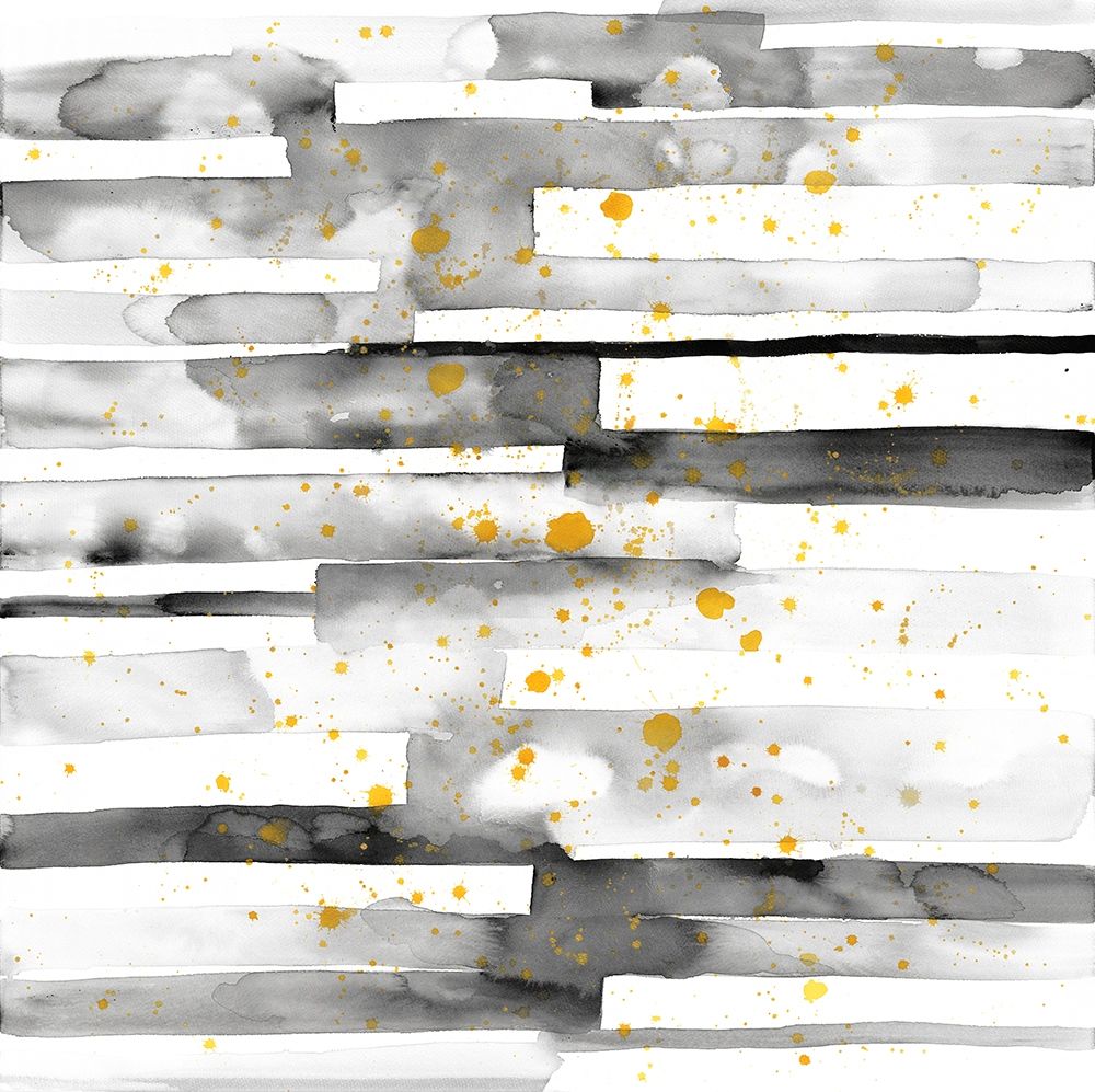BLACK STRIPES WITH GOLD SPLASH art print by Atelier B Art Studio for $57.95 CAD