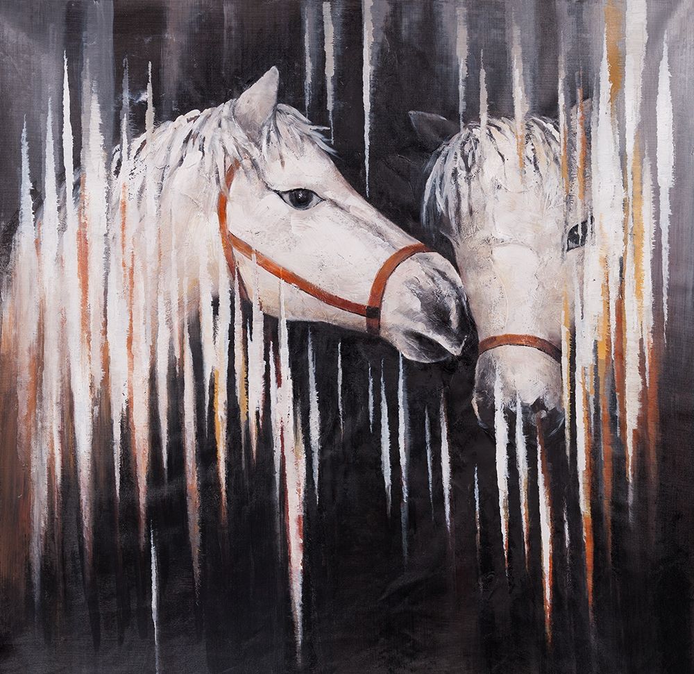 TWO WHITE HORSES KISSING art print by Atelier B Art Studio for $57.95 CAD
