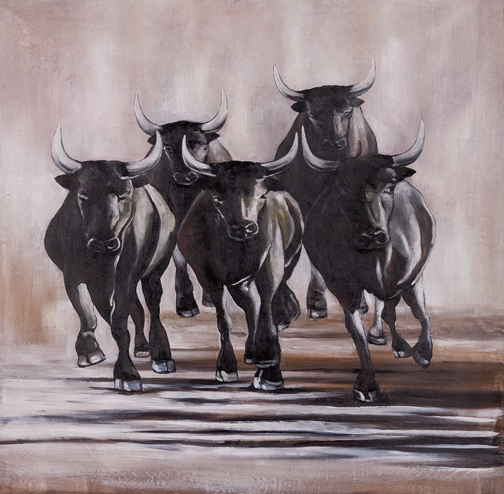 GROUP OF RUNNING BULLS art print by Atelier B Art Studio for $57.95 CAD