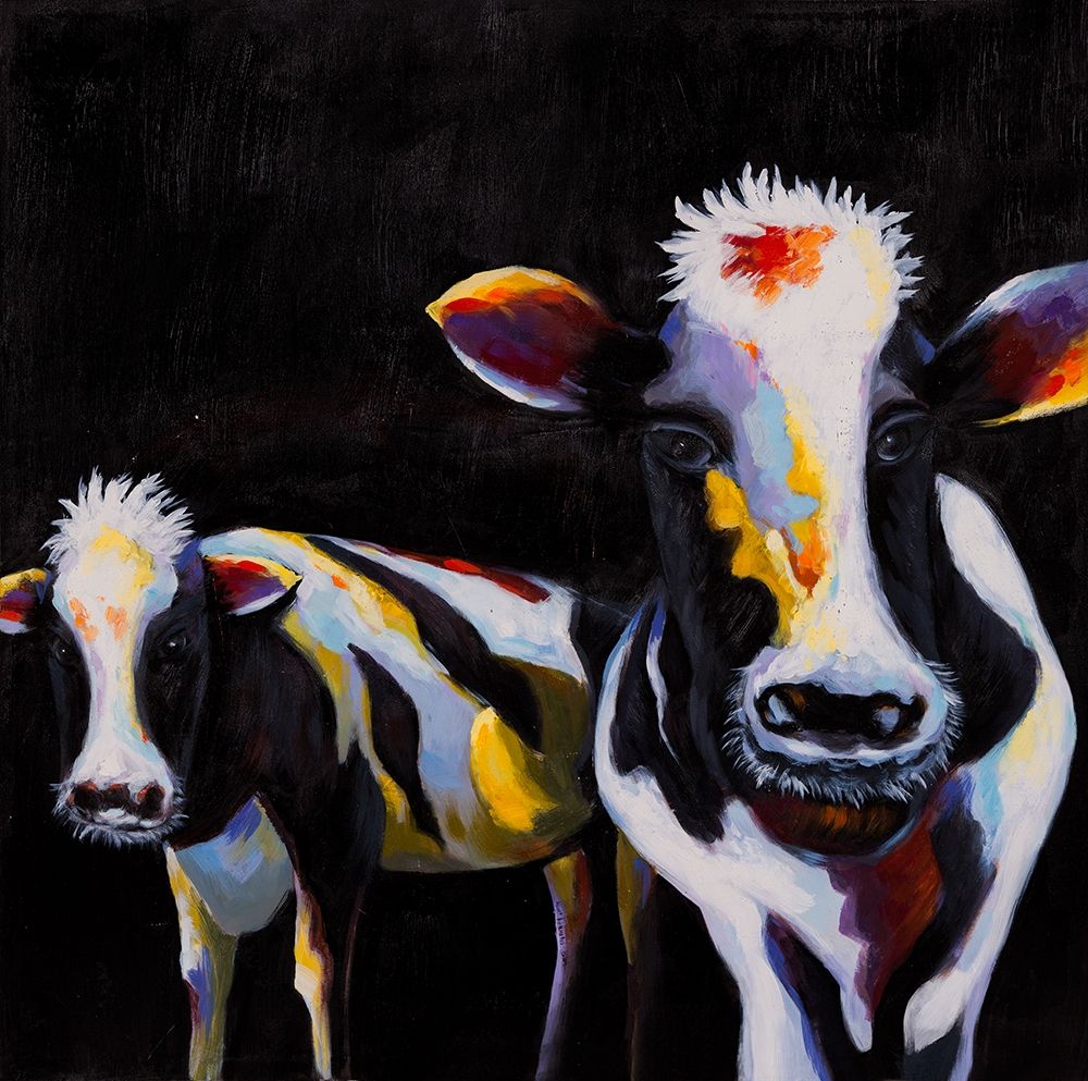 TWO FUNNY COWS art print by Atelier B Art Studio for $57.95 CAD