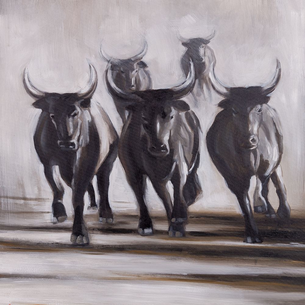 RUNNING FIERCE BULLS art print by Atelier B Art Studio for $57.95 CAD