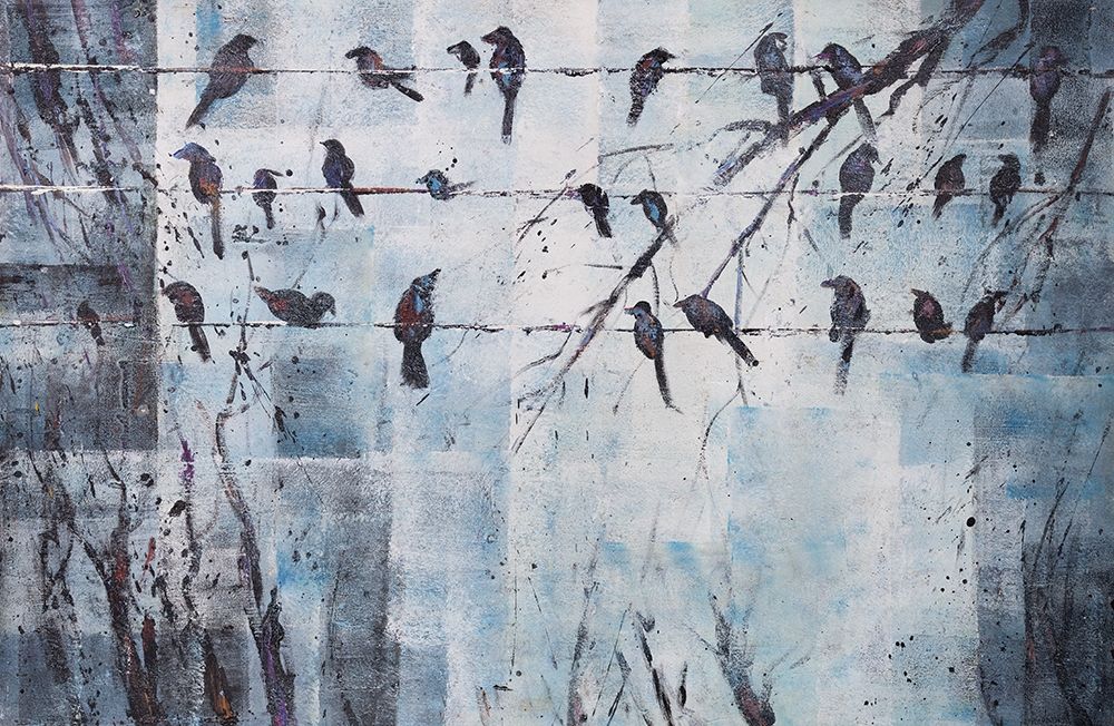 ABSTRACT BIRDS ON ELECTRIC WIRE art print by Atelier B Art Studio for $57.95 CAD