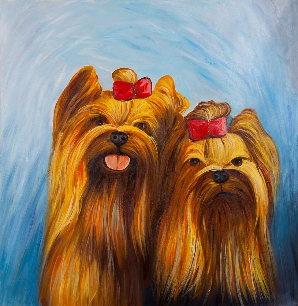 TWO SMILING DOGS WITH BOW TIE art print by Atelier B Art Studio for $57.95 CAD