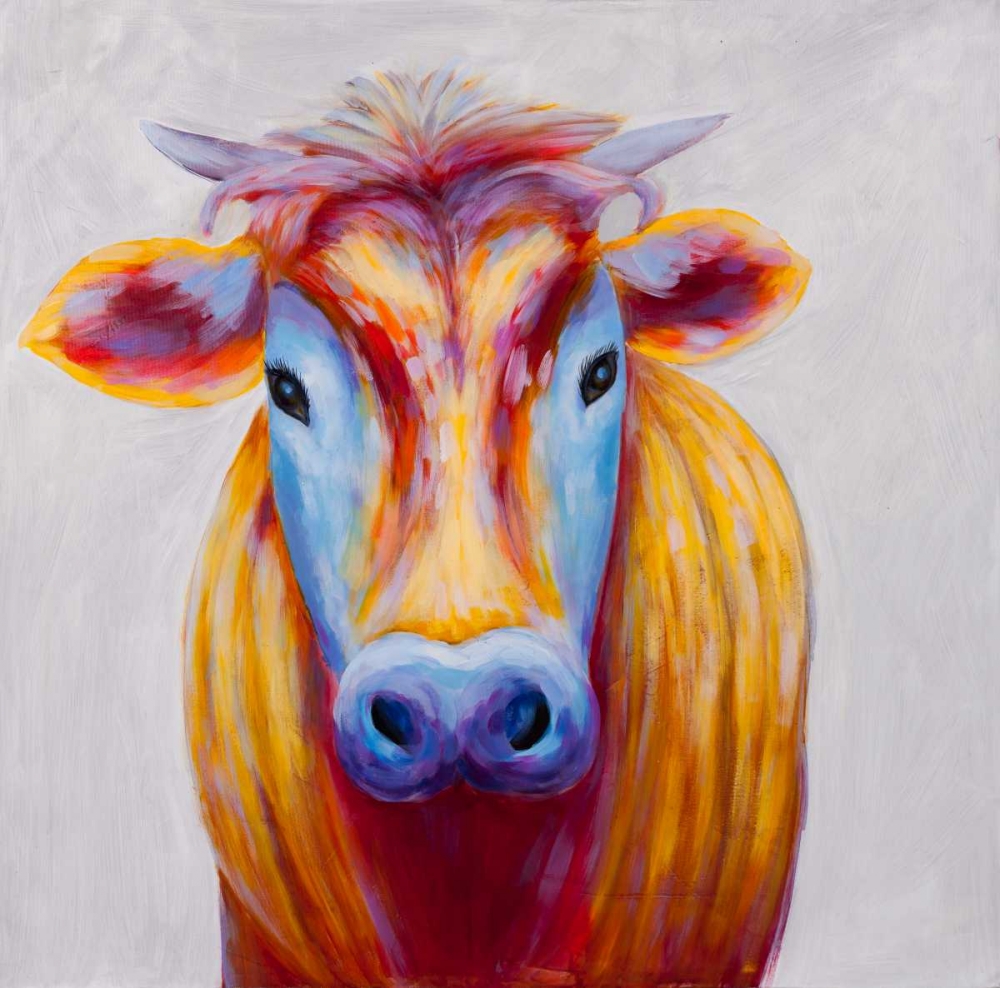 Colorful Country Cow art print by Atelier B Art Studio for $57.95 CAD