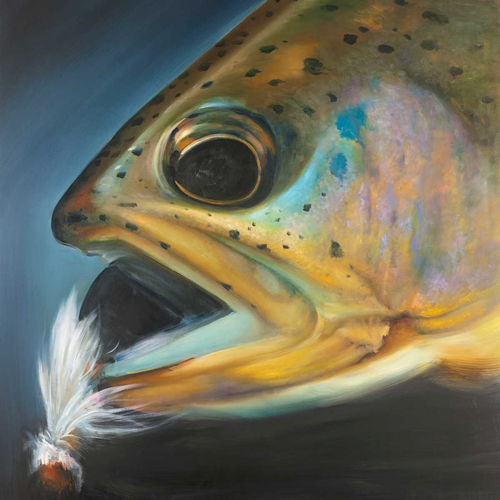 Golden Trout with Fly Fishing Flie art print by Atelier B Art Studio for $57.95 CAD
