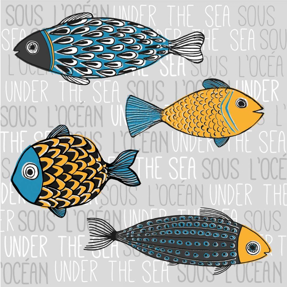Illustration of Nautical Fishs art print by Atelier B Art Studio for $57.95 CAD