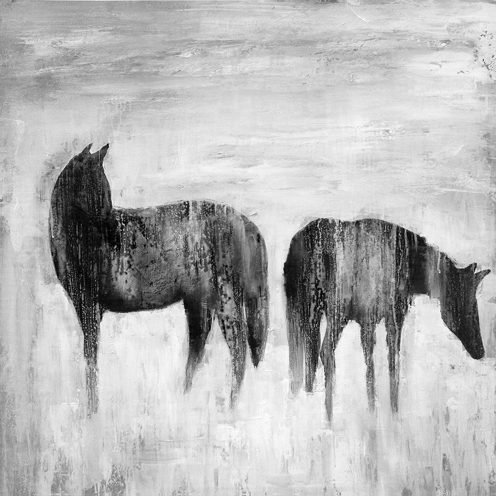 HORSES SILHOUETTES IN THE MIST art print by Atelier B Art Studio for $57.95 CAD
