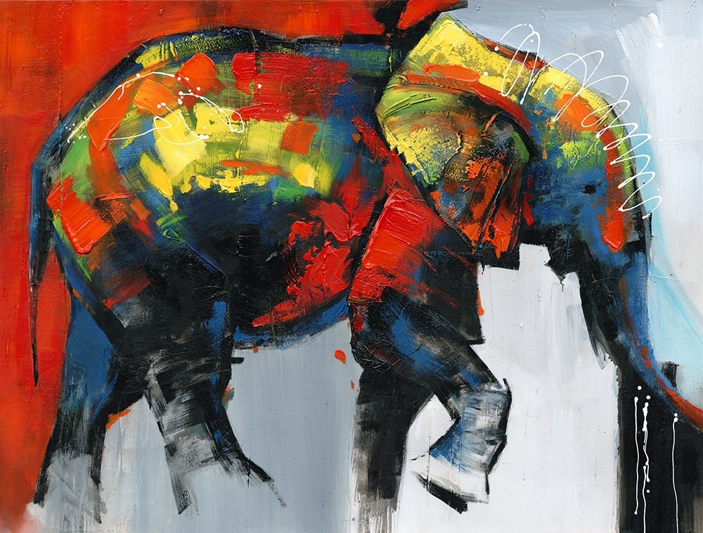 ABSTRACT AND COLORFUL ELEPHANT IN MOTION art print by Atelier B Art Studio for $57.95 CAD