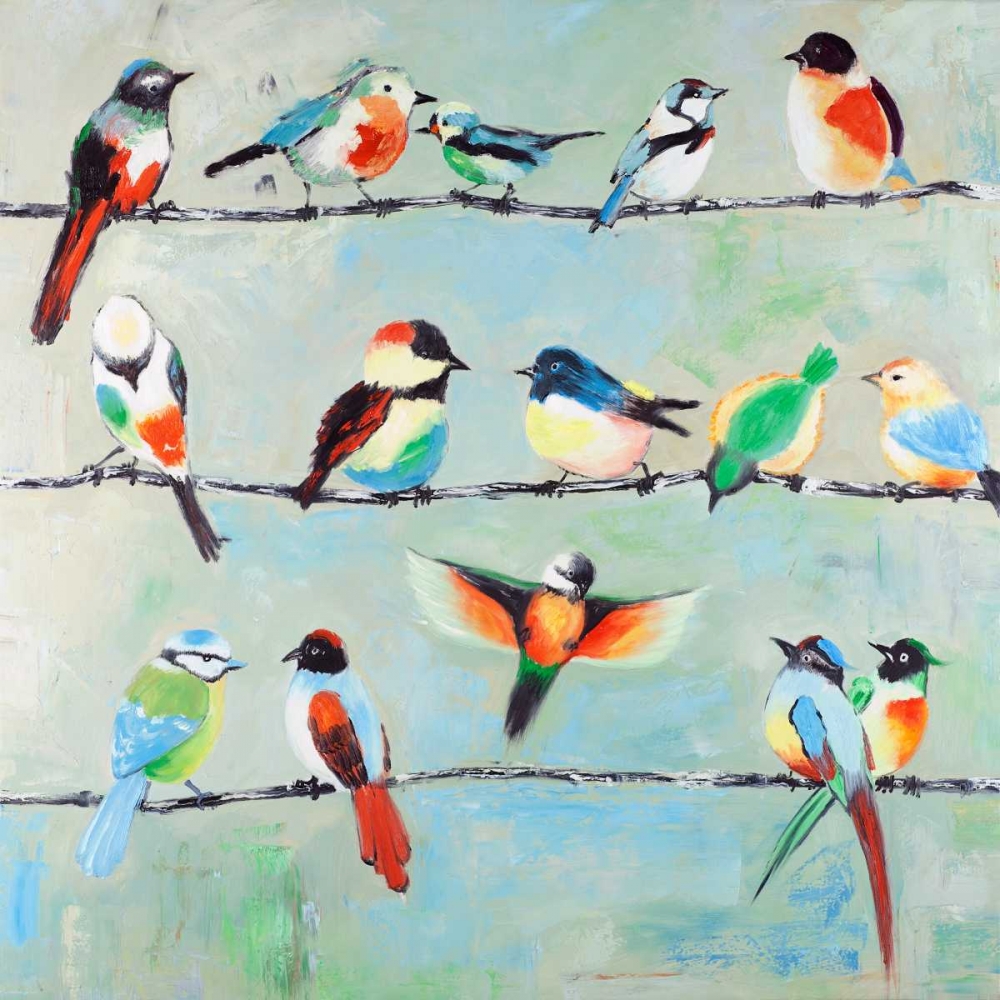 Small Abstract Colorful Birds art print by Atelier B Art Studio for $57.95 CAD