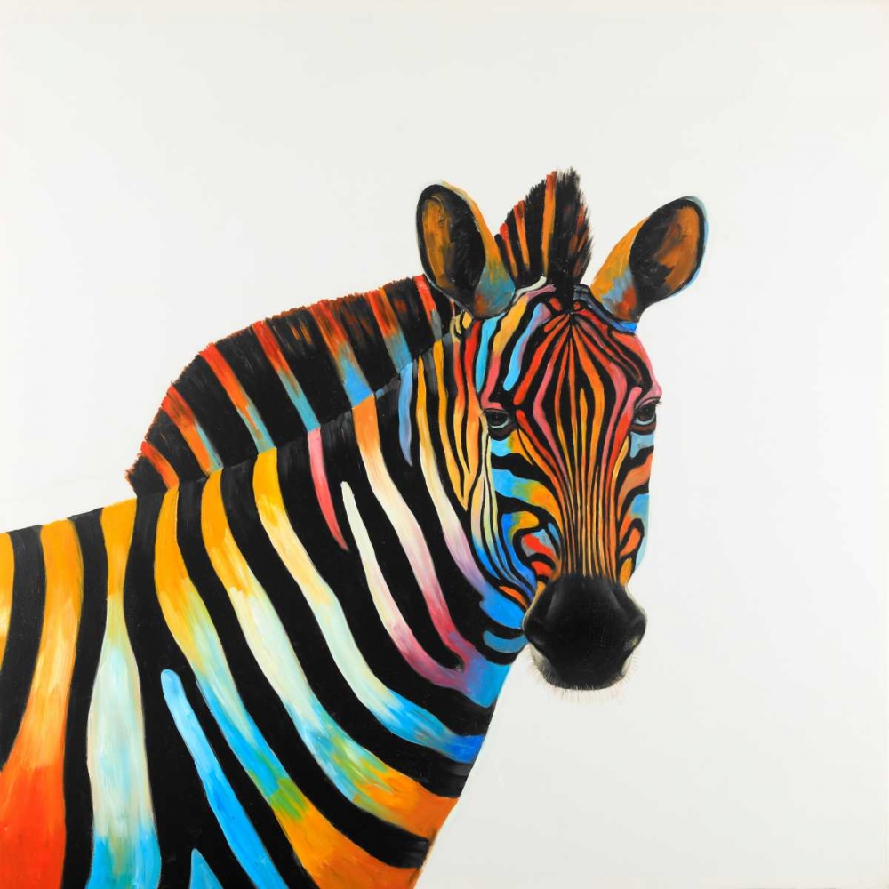 Colorful Profil View of Zebra art print by Atelier B Art Studio for $57.95 CAD