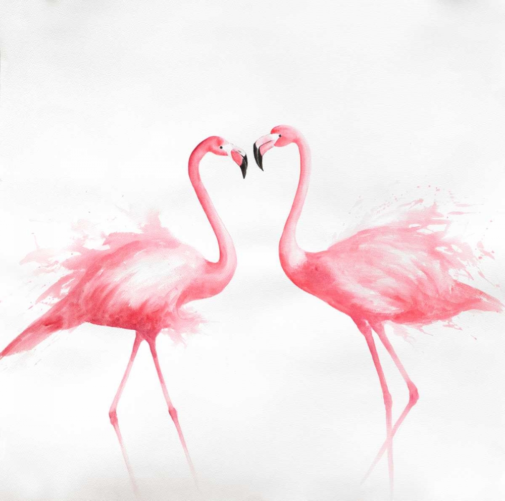 Two Pink Flamingo Watercolor art print by Atelier B Art Studio for $57.95 CAD