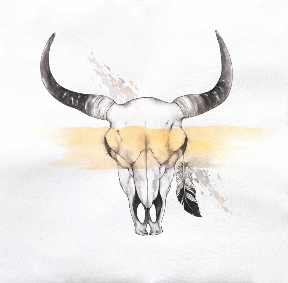 Head Skull of Bull in Watercolor art print by Atelier B Art Studio for $57.95 CAD