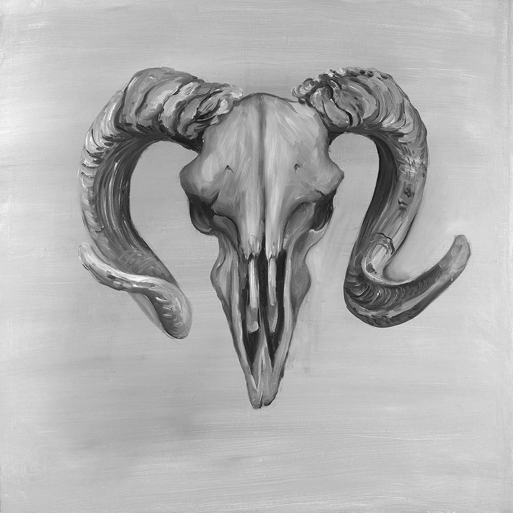 Grayscale Aries Skull art print by Atelier B Art Studio for $57.95 CAD
