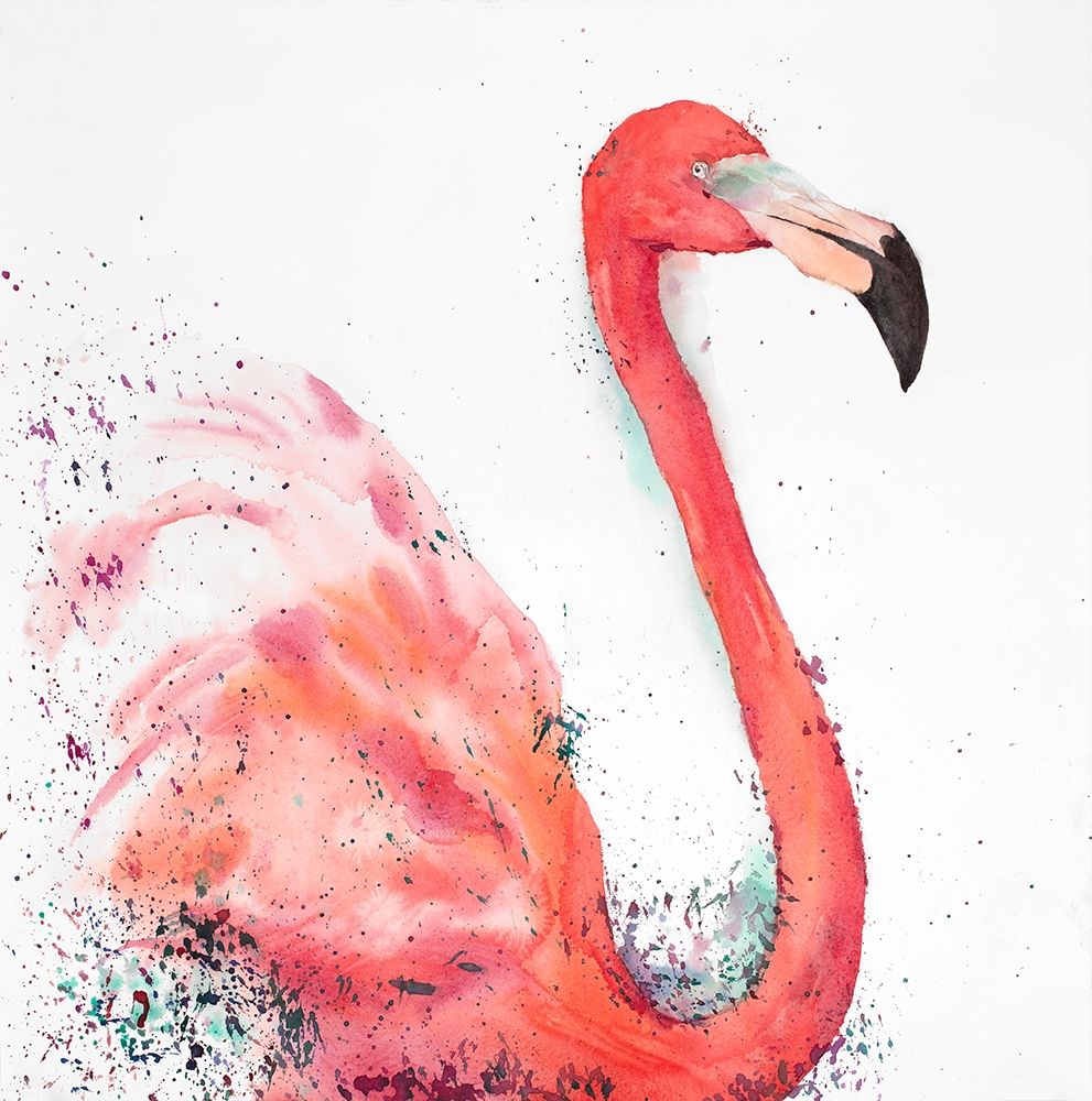 Splashing Flamingo art print by Atelier B Art Studio for $57.95 CAD