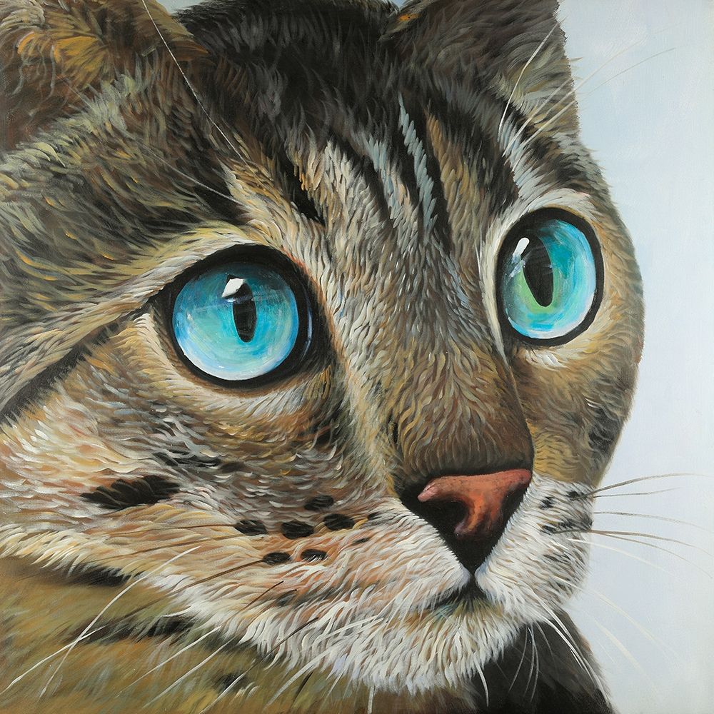 Curious Cat Portrait art print by Atelier B Art Studio for $57.95 CAD