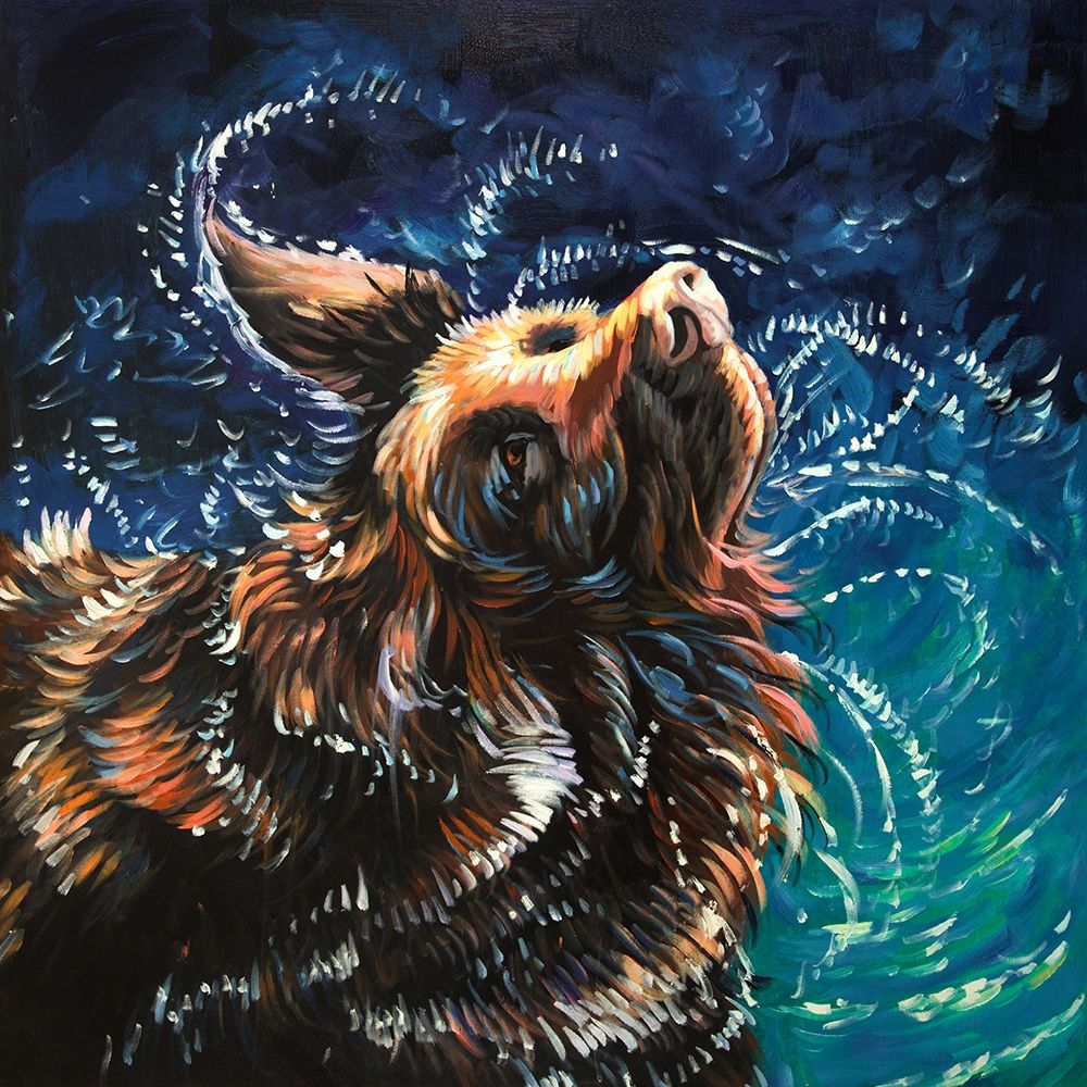 WET GOLDEN RETREIVER SHAKING TO DRY art print by Atelier B Art Studio for $57.95 CAD