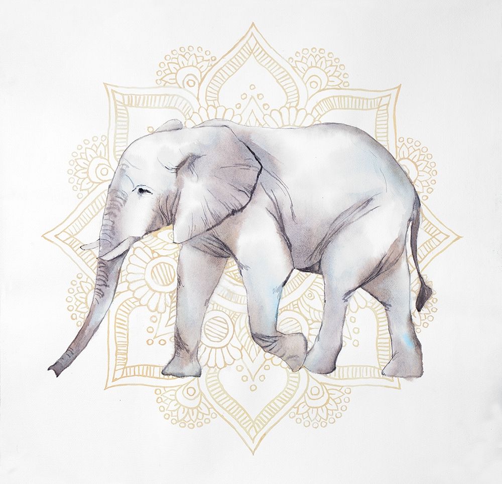 ELEPHANT ON MANDALAS art print by Atelier B Art Studio for $57.95 CAD