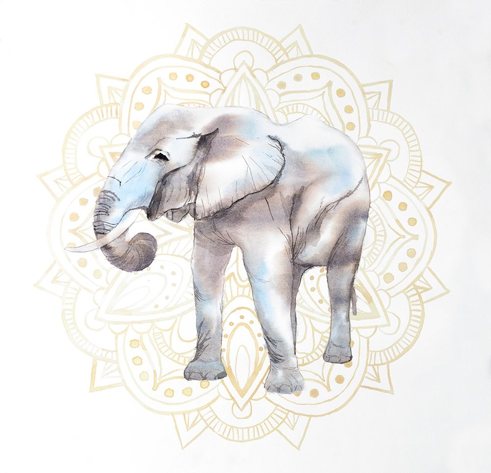 ELEPHANT ON MANDALAS PATERN art print by Atelier B Art Studio for $57.95 CAD