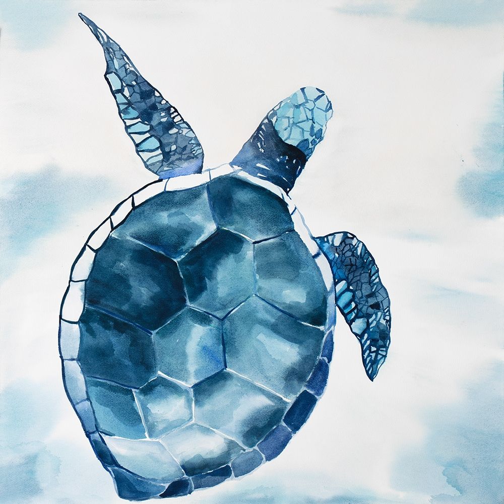 Overhead View of a Swimming Turtle art print by Atelier B Art Studio for $57.95 CAD