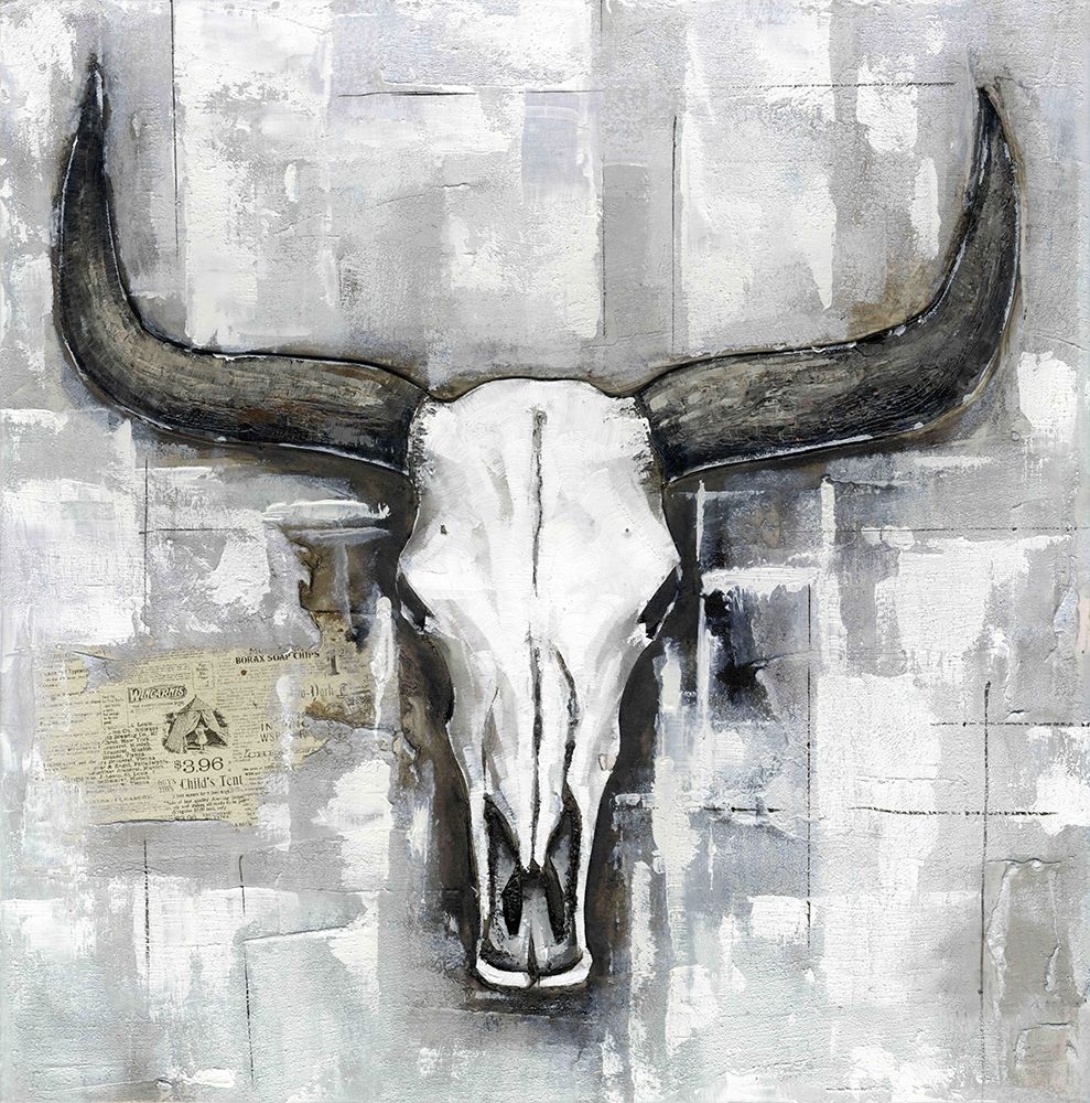 BULL SKULL ON AN INDUSTRIAL BACKGROUND art print by Atelier B Art Studio for $57.95 CAD