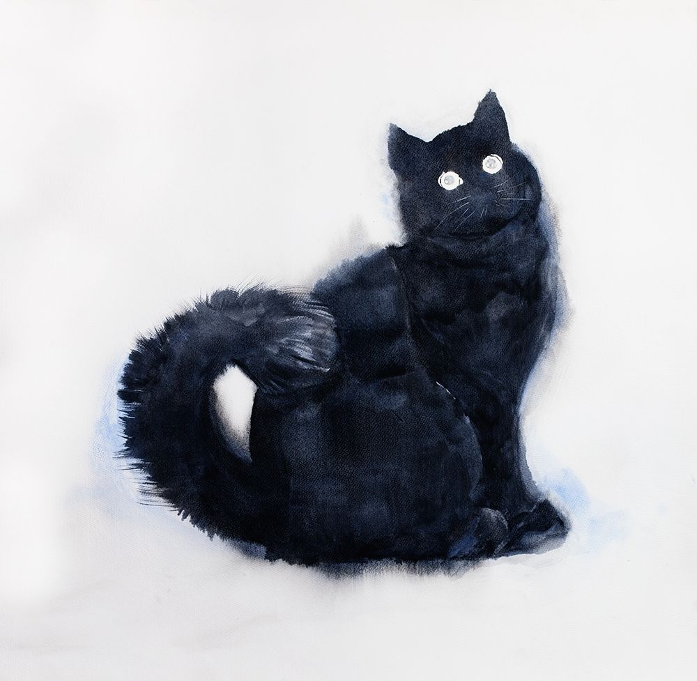 FURRY BLACK WATERCOLOR CAT art print by Atelier B Art Studio for $57.95 CAD