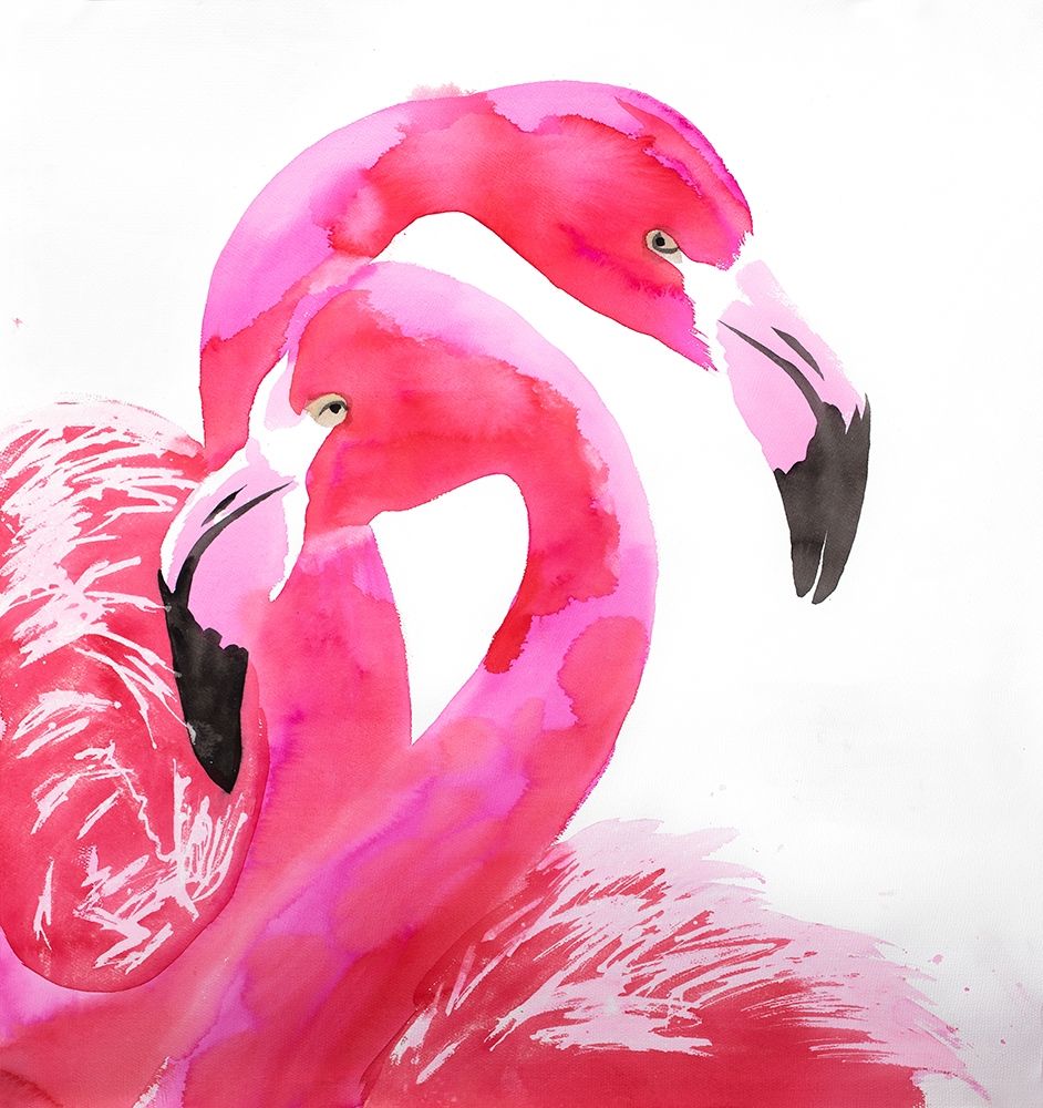 WATERCOLOR FLAMINGO LOVE art print by Atelier B Art Studio for $57.95 CAD