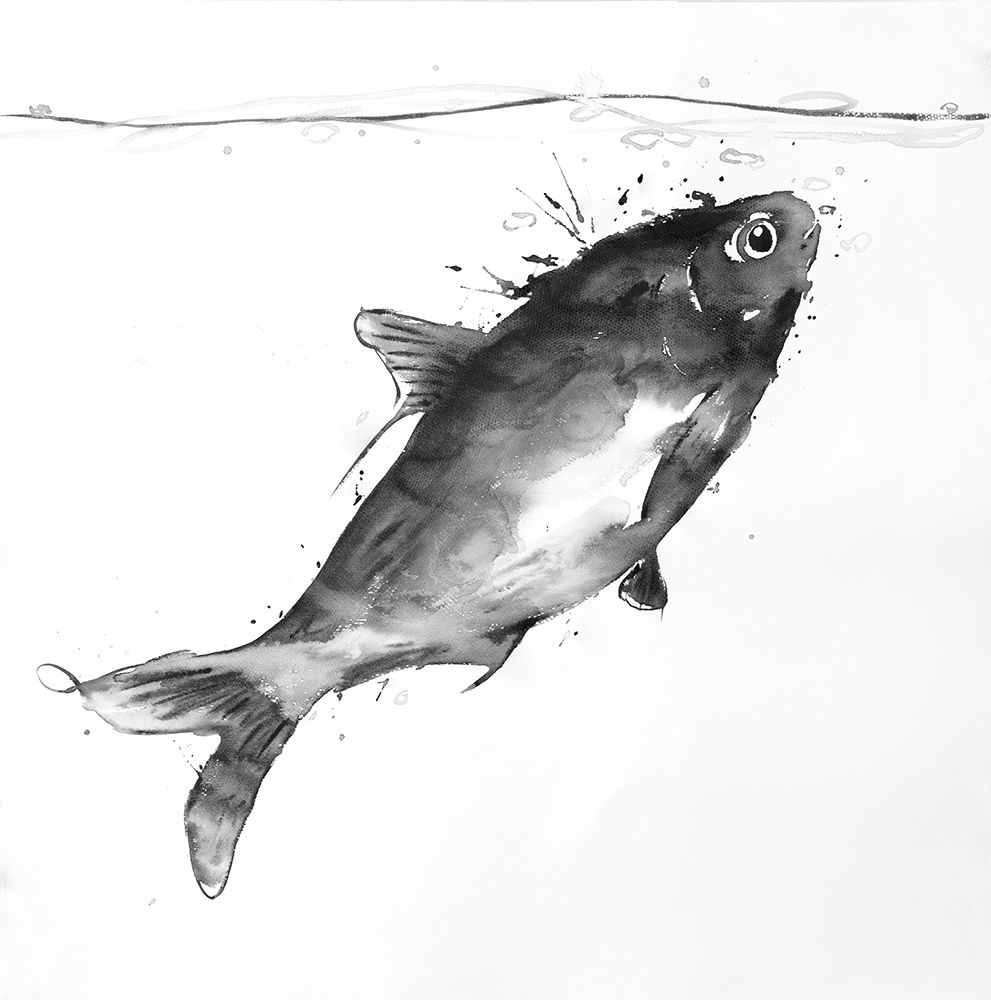 HAPPY SWIMMING FISH art print by Atelier B Art Studio for $57.95 CAD
