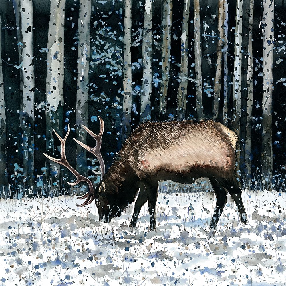 CARIBOU IN THE WINTER FOREST art print by Atelier B Art Studio for $57.95 CAD