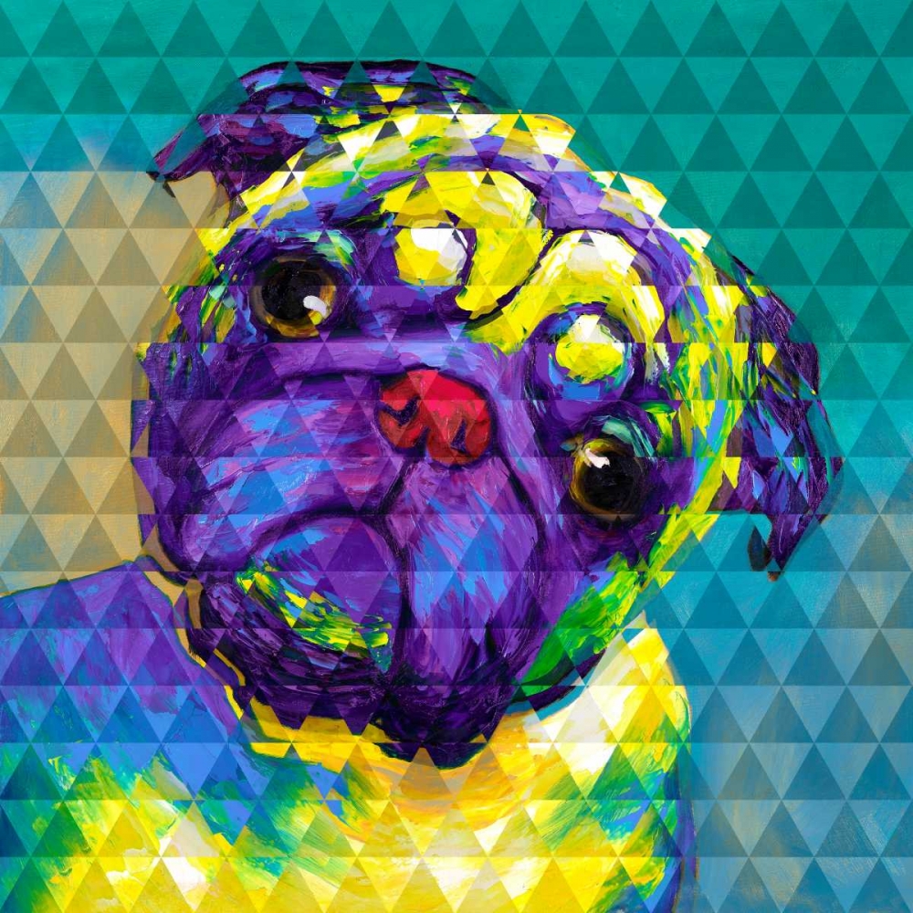 Geometric Curious Pug art print by Atelier B Art Studio for $57.95 CAD