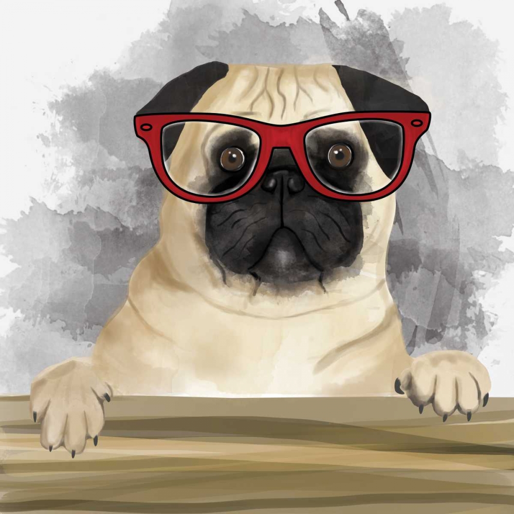 Pug with Glasses art print by Atelier B Art Studio for $57.95 CAD