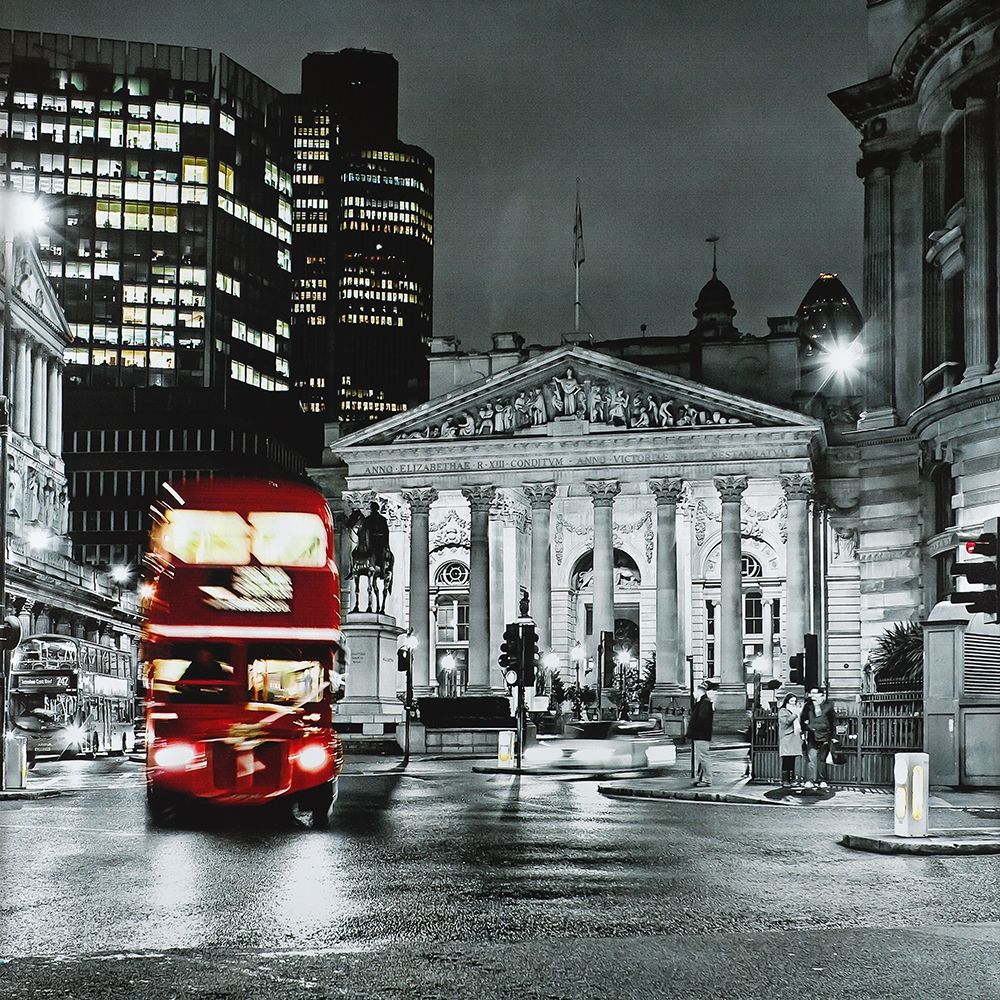 Grayscale Pantheon with red bus art print by Atelier B Art Studio for $57.95 CAD