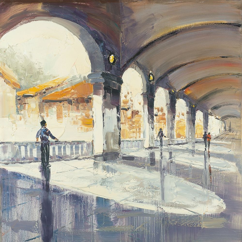 People in a spacious hall art print by Atelier B Art Studio for $57.95 CAD