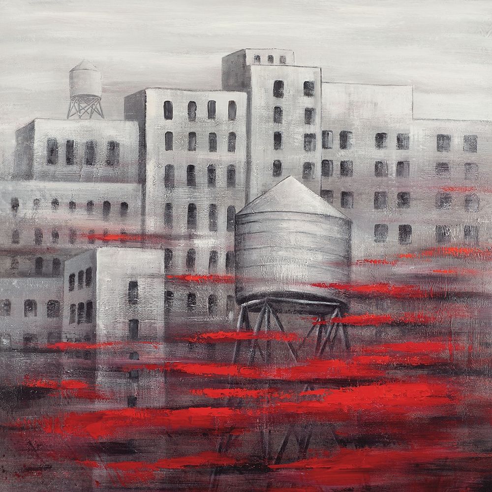 GRAY CITY WITH RED CLOUDS art print by Atelier B Art Studio for $57.95 CAD