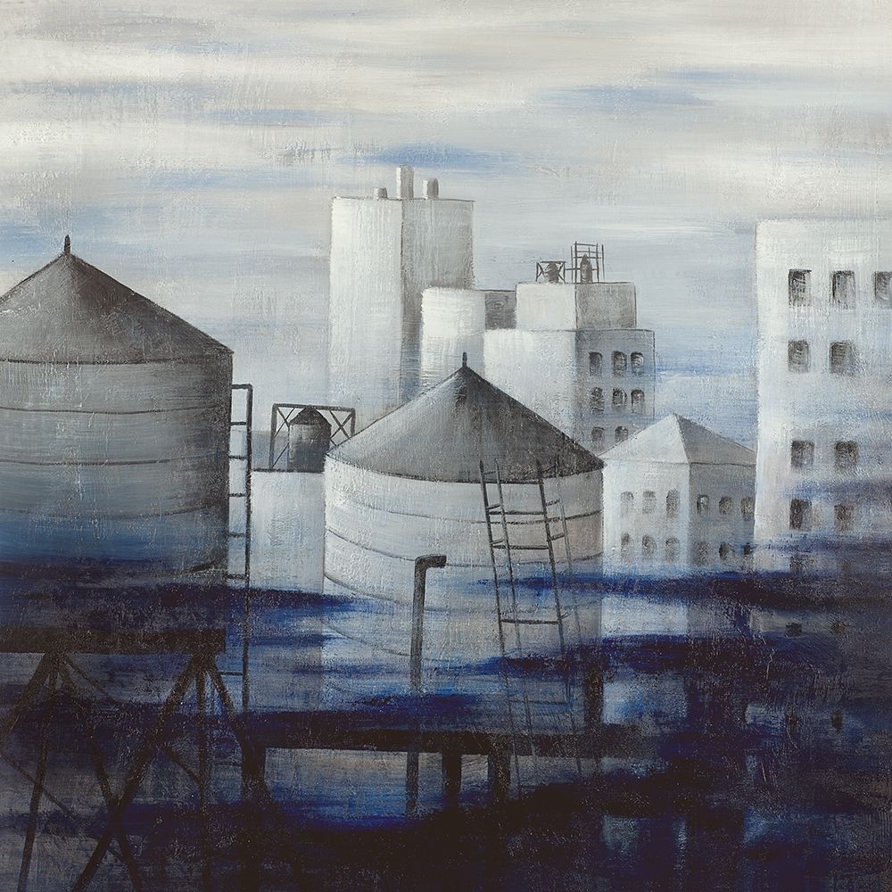 GRAY CITY WITH BLUE CLOUDS art print by Atelier B Art Studio for $57.95 CAD