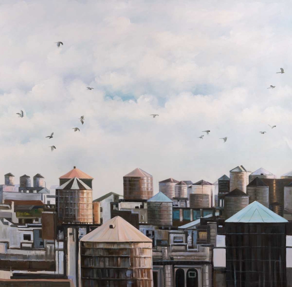 Water Towers with Birds art print by Atelier B Art Studio for $57.95 CAD